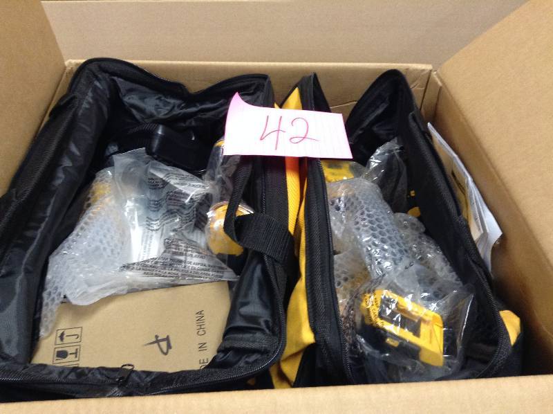 lot 43 image: Dewalt 20-Volt MAX XR Lithium-Ion Cordless Combo Kit (9-Tool) with (2) Batteries 2Ah, Charger and (2) Contractor Bags not used DCK940D2