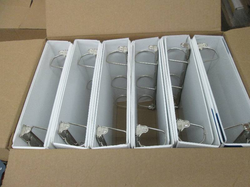 Box of 12 White 3 D Ring Binders...
