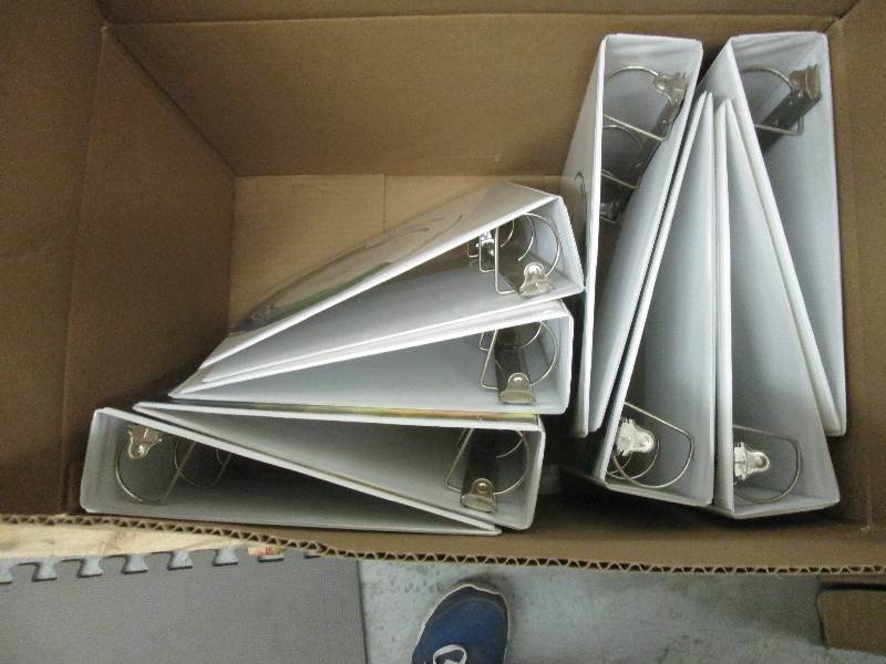 Box of 8 White 3 D Ring Binders...