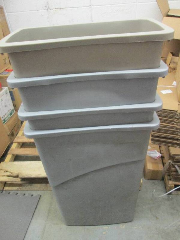 Lot of 4 Large Grey HD Waste Basket...