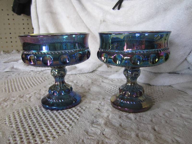 lot 18 image: 2 Fenton Candy Dishes 5.25 high....