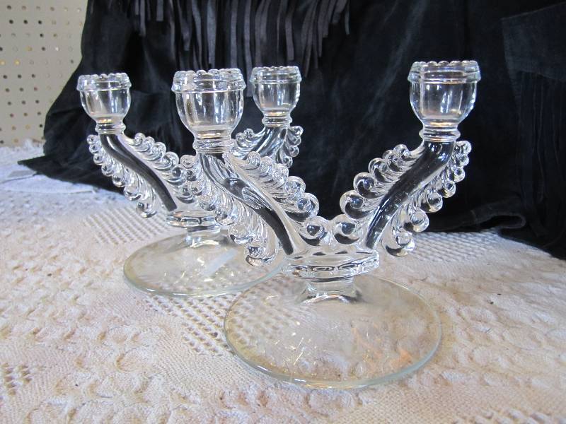 lot 32 image: 2 Fenton Crystal Candle Sticks...