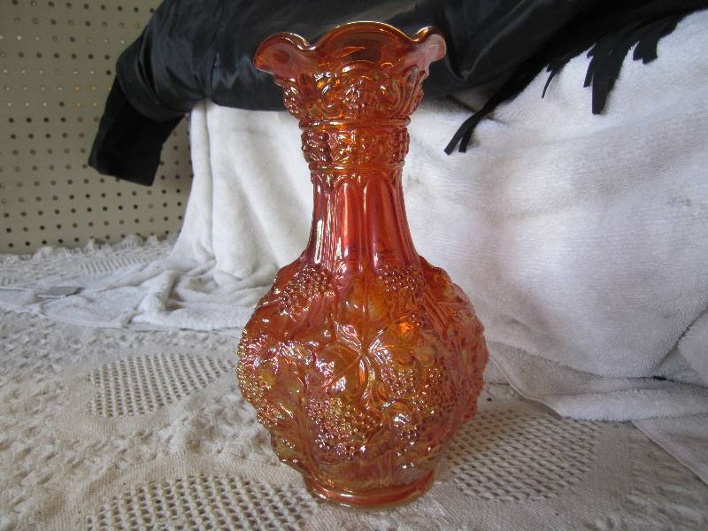 lot 50 image: Large Fenton Grape Design Vase 10 ...