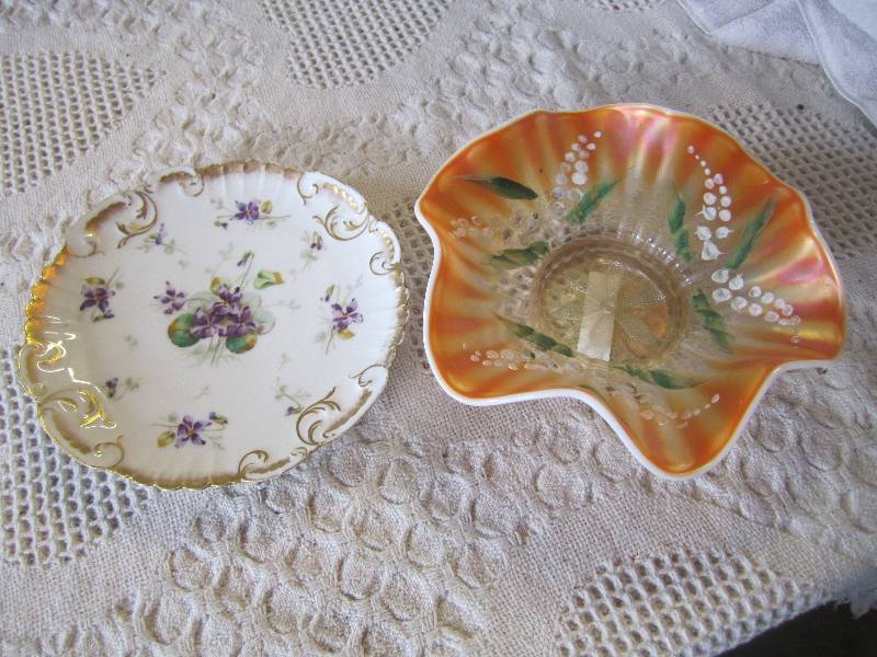 lot 85 image: Fenton Bowl 8 and Limoges Plate 7....