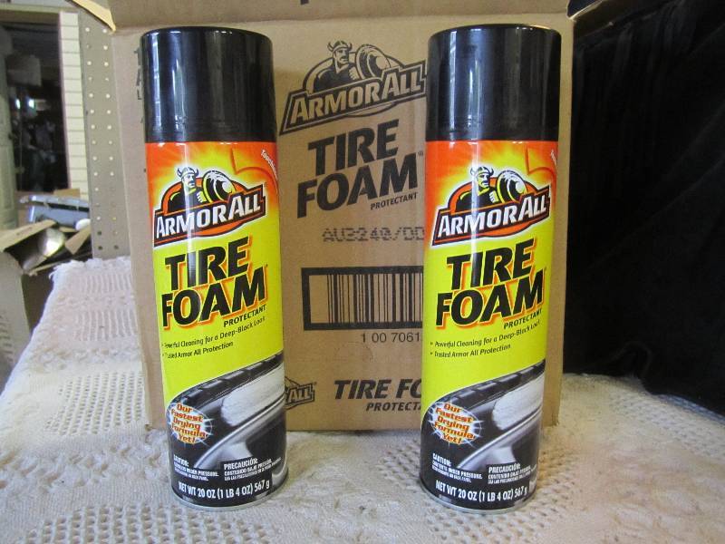 lot 142 image: Lot of 6 Cans of Armor All Tire Foa...