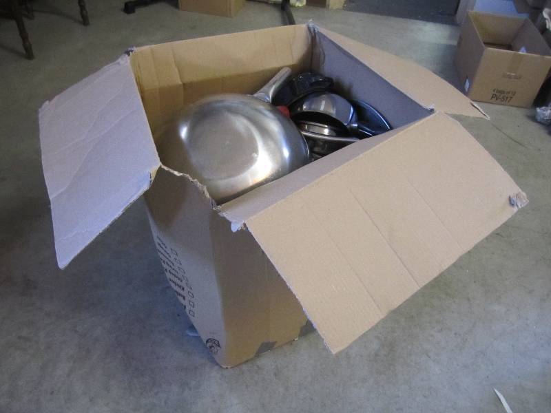 lot 236 image: Large Box Full of Kitchen Pots and ...
