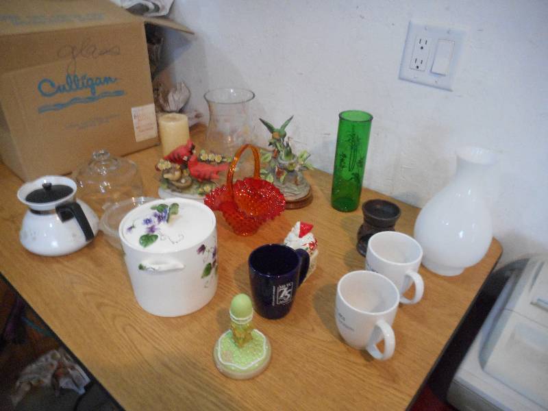 TWO BOX LOT OF GLASSWARE, HOME INTERIOR