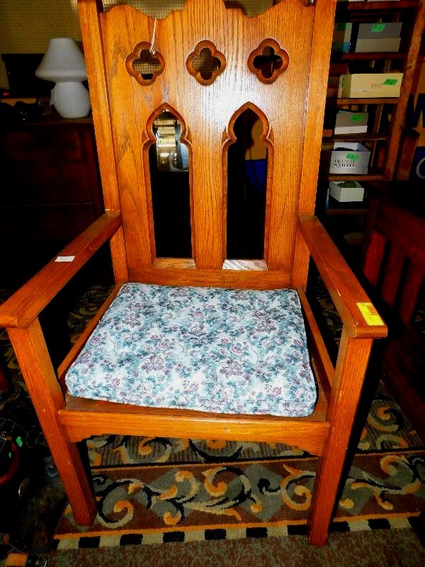 ANTIQUE CHAIR, POSSIBLY FROM A CHURCH