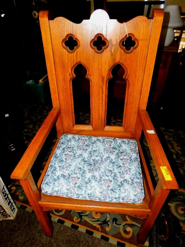 ANTIQUE CHAIR, POSSIBLY FROM A CHURCH