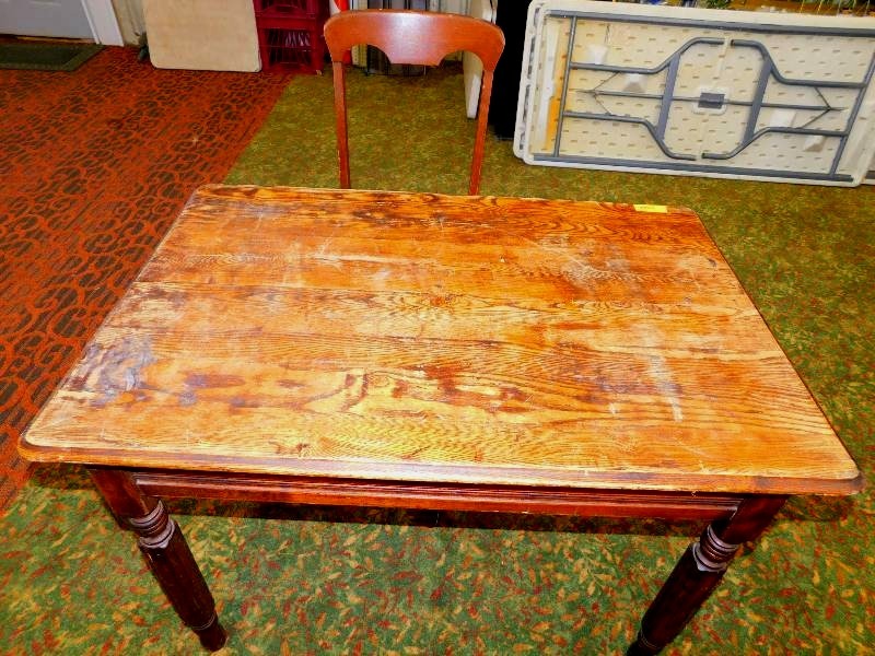 ANTIQUE TABLE AND CHAIR, NEEDS TLC