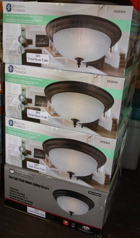lot 570 image: 2-Light Flush Mount Ceiling Fixtures