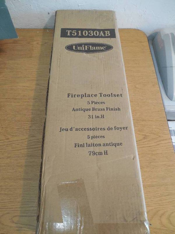 UniFlame Antique Brass 5-Piece Fireplace Tool Set