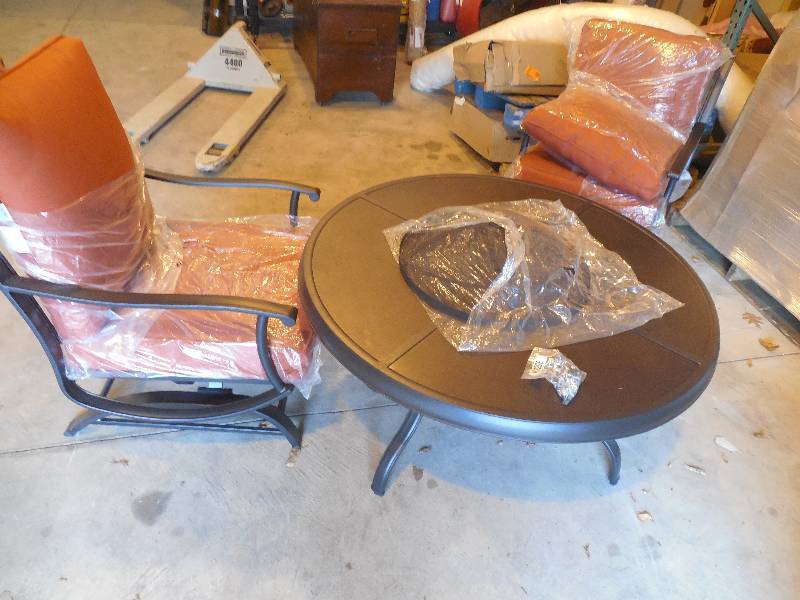 Hampton Bay Redwood Valley 3 Piece Patio Fire Pit Seating Set With