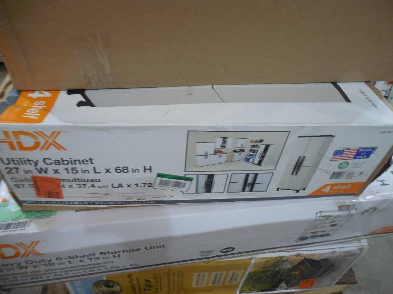 HDX 27 in. W 4 Shelf Plastic Multi-Purpose Cabinet in Gray