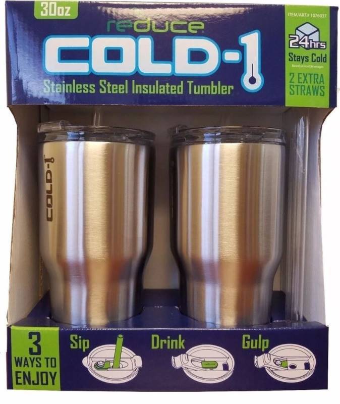 lot 59 image: REDUCE COLD-1 STAINLESS STEEL INSULATED TUMBLERS - INCLUDES 2 PC 30OZ TUMBLERS