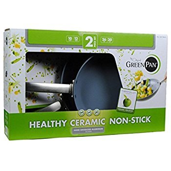 lot 61 image: GreenPan Hard Anodized Nonstick Ceramic Skillets 2-Pack
