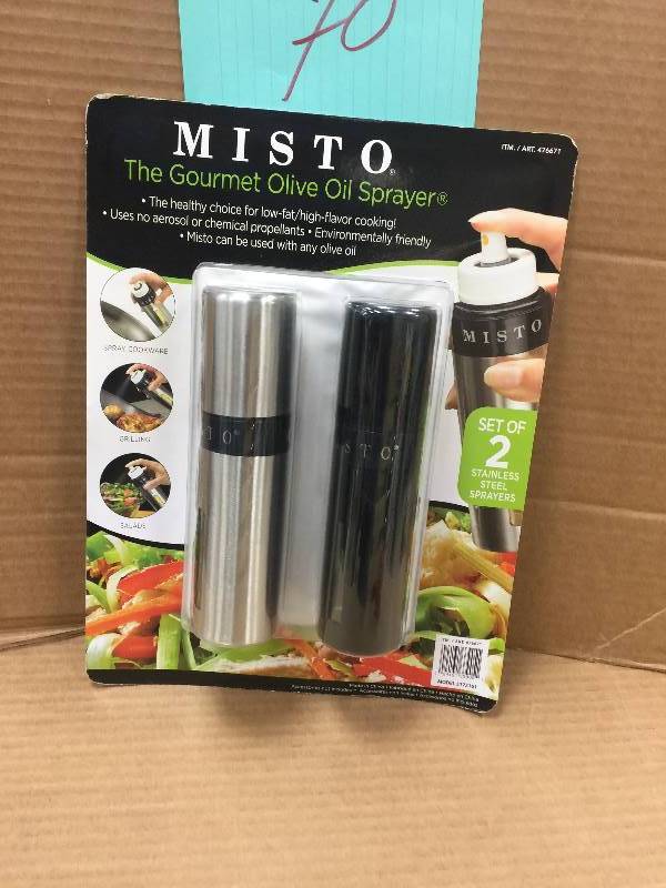 lot 70 image: Misto Gourmet Olive Oil Sprayer (Set of 2) Silver & Blue
