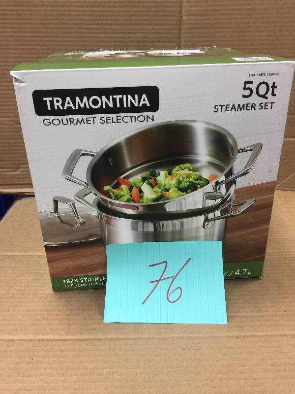 lot 76 image: Tramontina, 5qt Steamer Set Stainless Steel