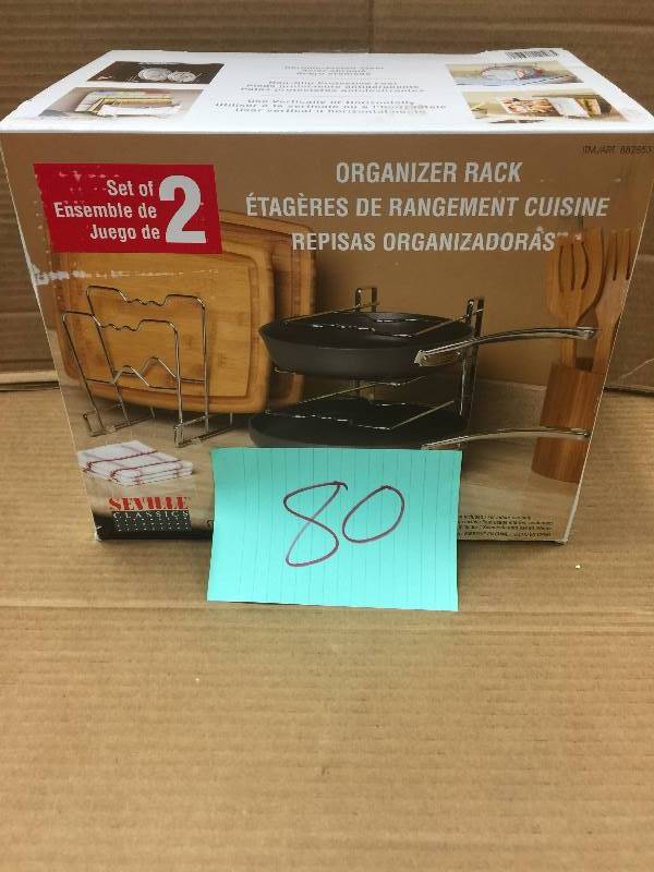 lot 80 image: Seville Classics 2-pack Organizer Racks Chrome Plated Steel Wnon-slip Feet