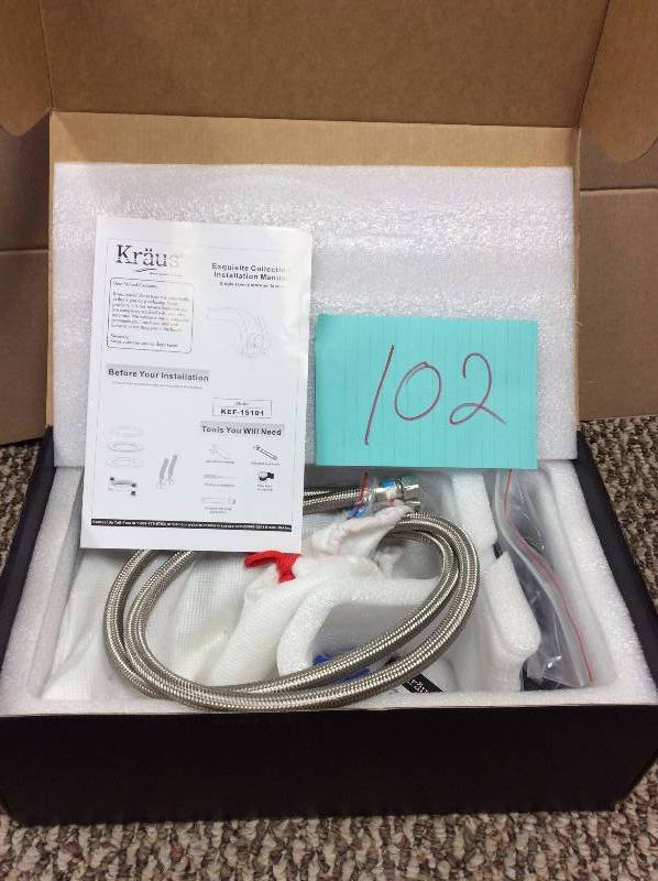 lot 102 image: Kraus Typhon Single Hole Single-Handle Mid-Arc Bathroom Faucet in Chrome