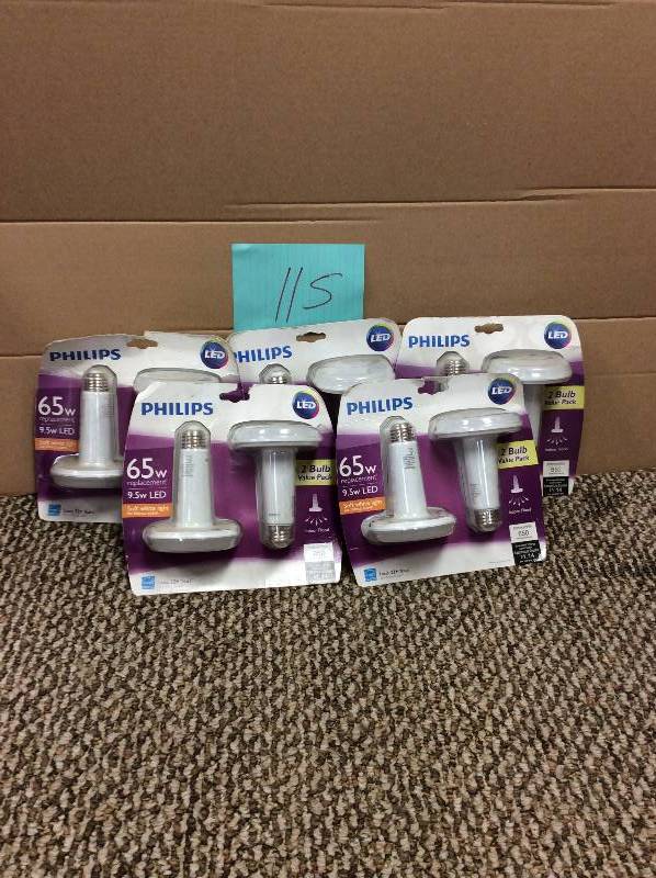 lot 115 image: Lot of 5 new Phillips LED 9.5W 65w replacement New