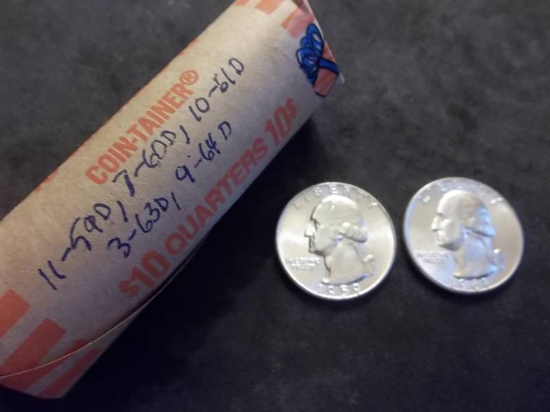 Full Roll Of Washington Quarters 1959 D, 1960 D, 1961 D, 1963 D, 1964 D