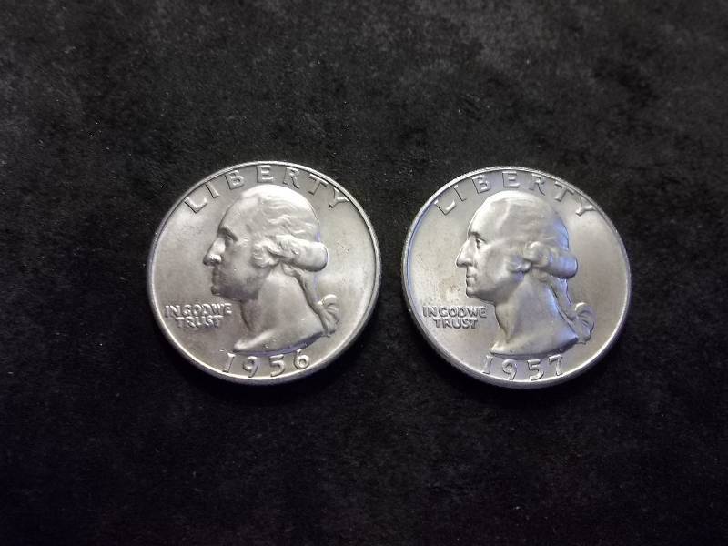 1957, 1956 D Washington Quarters