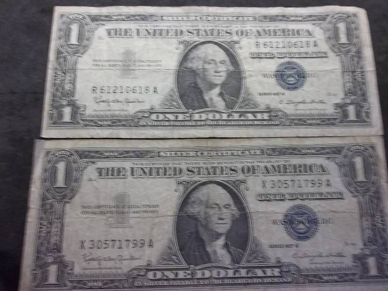 2-US One Dollar Silver Certificates Series 1957 B