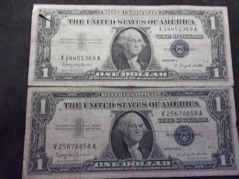 2-US One Dollar Silver Certificates Series 1957 B