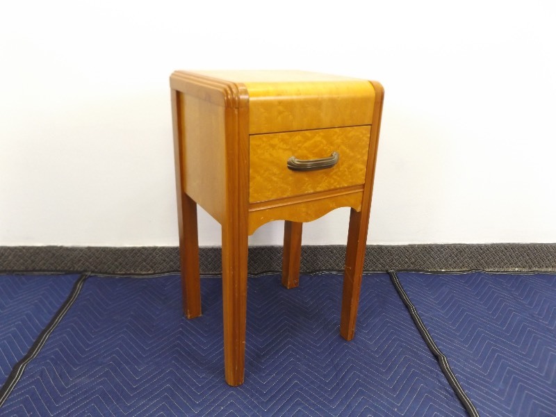lot 13 image: Antique Burl Wood Nightstand