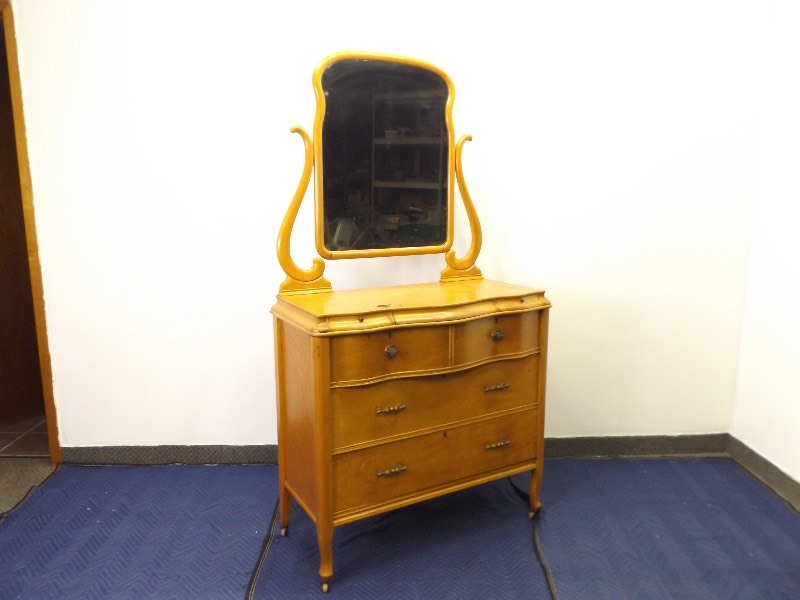 Antique Burl Wood Dresser With Secret Compartment And Key Ec