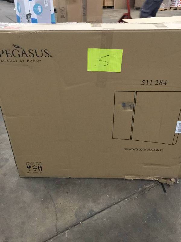 lot 5 image: Pegasus SP4587 36 in recesssed medicine cabinet in Bi-view beveled mirror