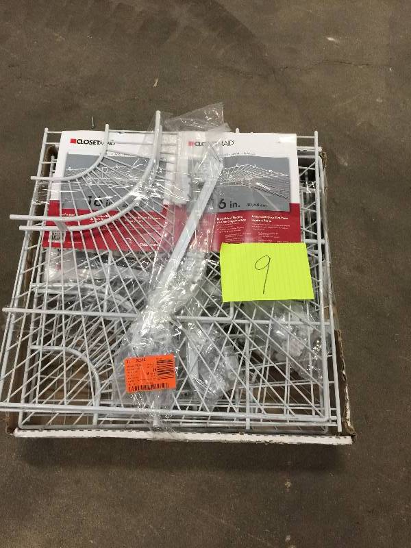 lot 9 image: Closetmaid 21067 Shelf and Rod Wire Closet corner shelf kit