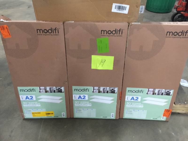 lot 19 image: Lot of 3 - 2,  30 in. x 0.75 in. x 15 in. Melamine Adjustable Shelf in Polar White (2-Pack) new