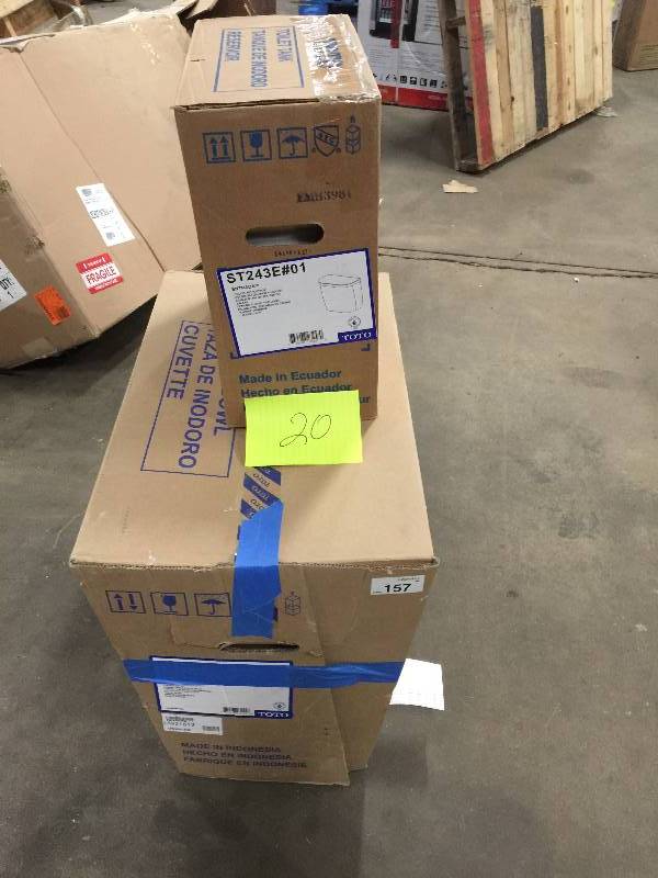 lot 20 image: Toto Entrada 1.28 GPF Single Flush Toilet - 2 pc new