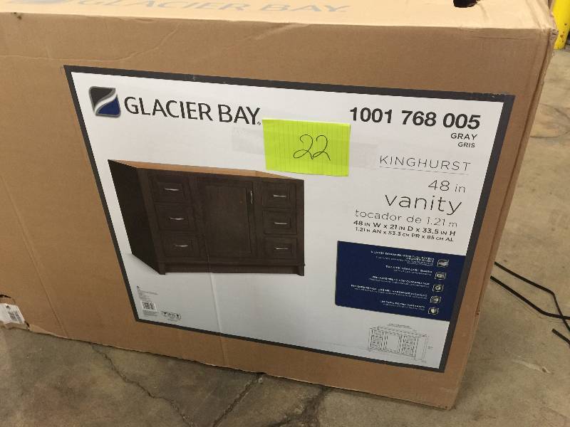 lot 22 image: Glacier Bay Kinghurst 48 in. W x 21 in. D x 33.5 in. H Bath Vanity Cabinet Only in Gray