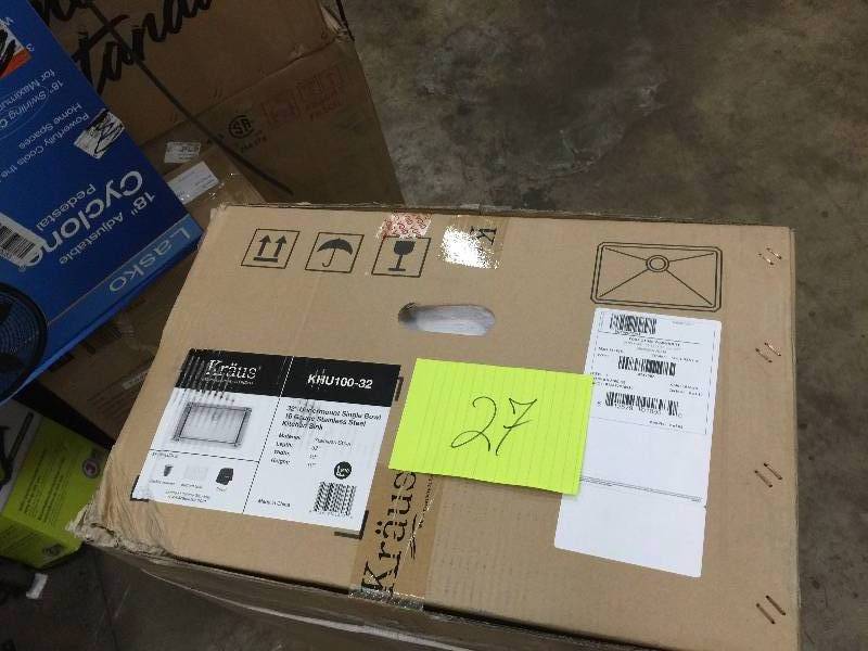 lot 27 image: Kraus Undermount Stainless Steel 32 in. Single Basin Kitchen Sink Kit
