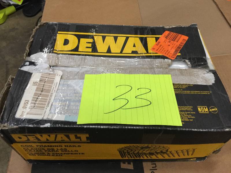 lot 33 image: Dewalt Collated Framing Nails DEWALT Nails 2-12 in. x 0.099 in. Galvanized Metal Coil