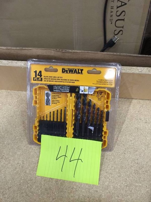 lot 44 image: Dewalt Black Oxide Drill Bit Set (14-Piece) new