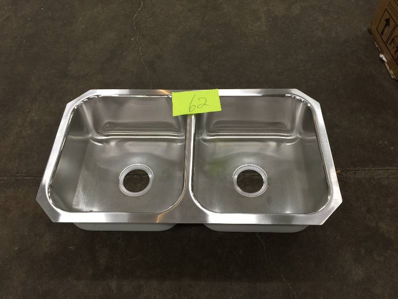 lot 62 image: Elkay Dayton Undermount Stainless Steel 32 in. Double Basin Kitchen Sink