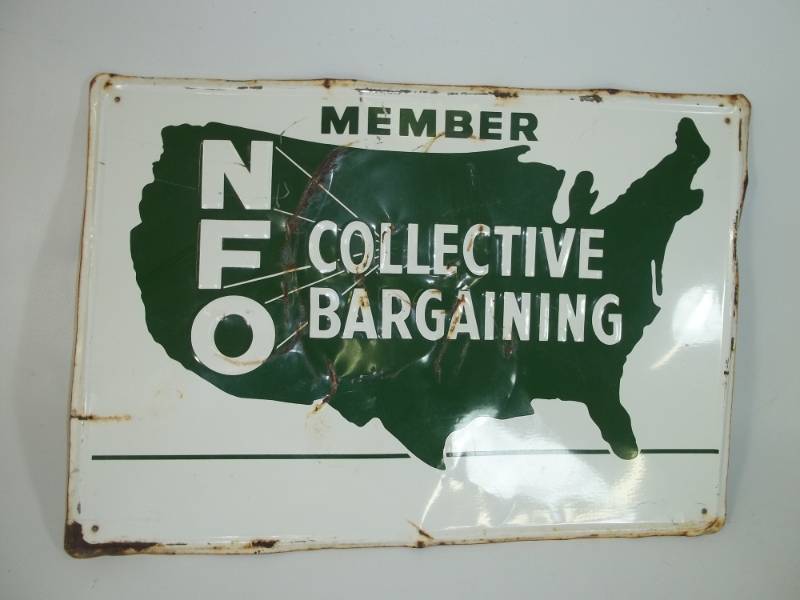 lot 20 image: NFO Collective Bargaining Tin Sign  14 x 20