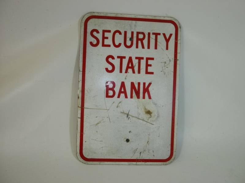 lot 35 image: Security State Bank Metal Sign 12 x 18