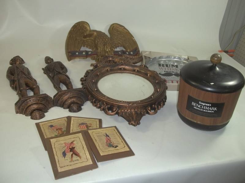 lot 75 image: Vintage Wall Plaques & Seagrams Ice Bucket