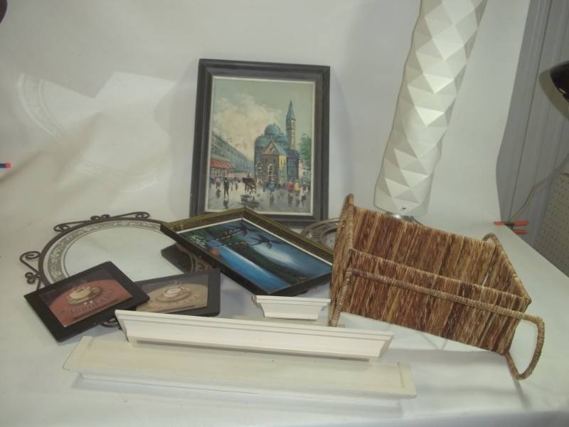 lot 81 image: Mirror  Clock  Shelves   Misc Wall Hangings
