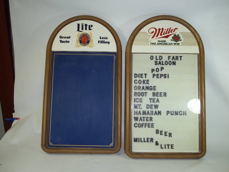 lot 105 image: Miller Beer Chalkboard and Menu Board Signs