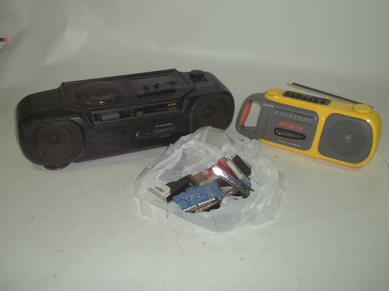 lot 187 image: 2 Boom box Radios and Cassette Tapes