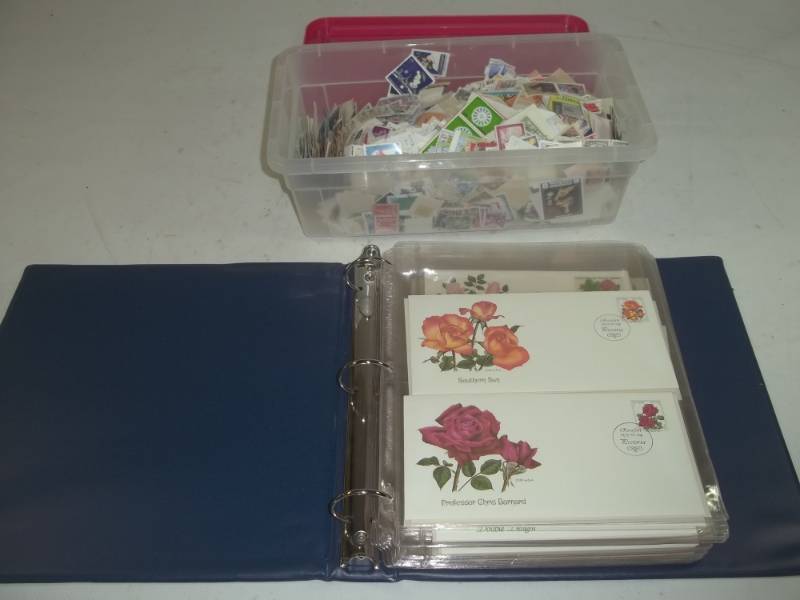lot 259 image: First Day Issue stamps with Shoebox of Stamps