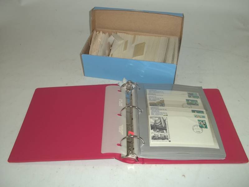 lot 261 image: First Day Issue stamps with Shoebox of Stamps