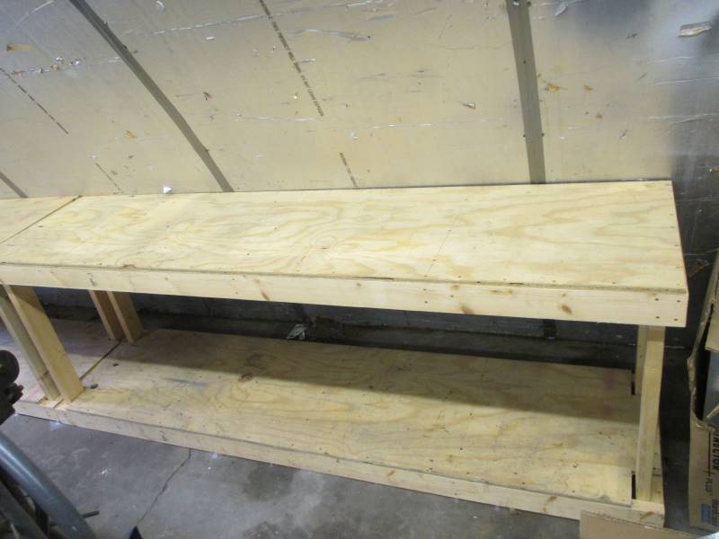 lot 165 image: (3) Sections of Wooden Workbenches