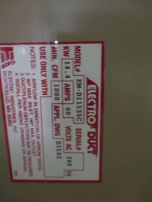 lot 118 image: Used Duct Heater